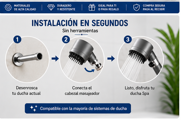 🔥 Cabezal Ducha Masajeadora Spa